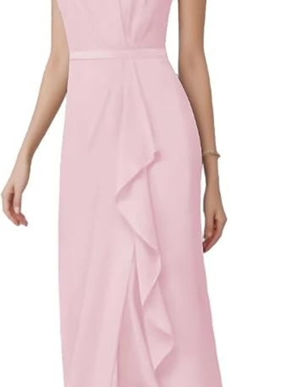 NWOT Celebrate DB Classic One-Shoulder Pink Evening Gown Size 4 Cascading Ruffle